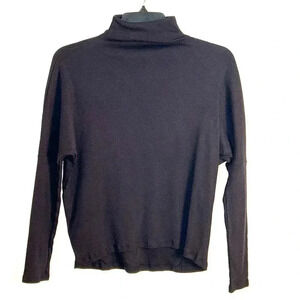 Parni Top Womens XL High Neck Mini Striped Ribbed Raglan Long Sleeve Black Red